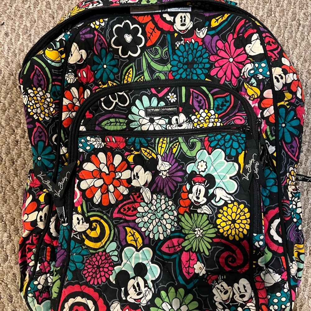 Vera Bradley Disney Parks Colorful Floral Backpack Mickey and Minnie